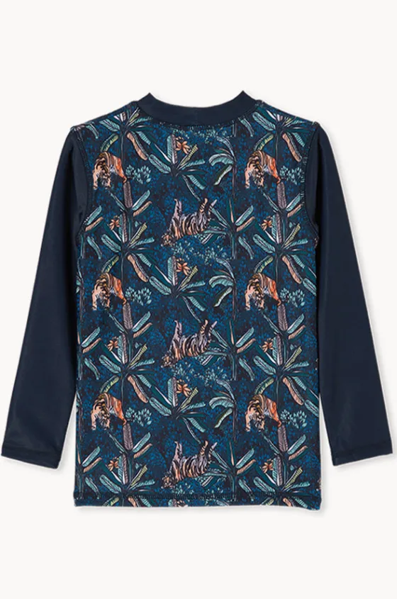 Toddler Boys Tiger Palm Long Sleeve Suntop|Milky Hot