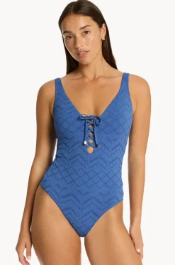 Toscana Lace Up One Piece|Sea Level Hot