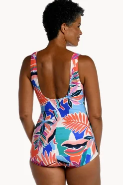 Tropical Abstraction Shirred One Piece|Maxine New