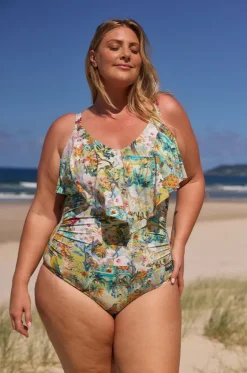 Tropicana Frill V Neck One Piece|Capriosca