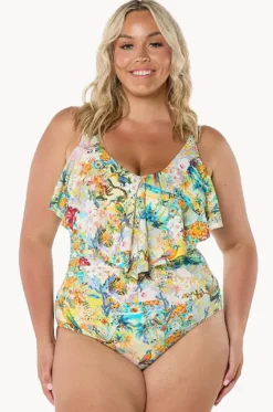 Tropicana Frill V Neck One Piece|Capriosca
