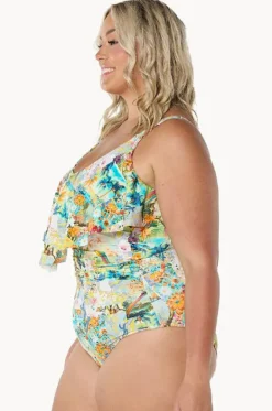 Tropicana Frill V Neck One Piece|Capriosca