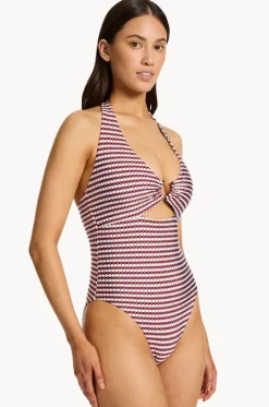 Zarla Geo Tie Halter One Piece|Jets Best