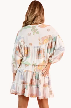 Zesty Postcard Juliet Bell Sleeve Dress|Go Girl
