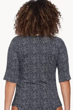 Zig Zag Short Sleeve Zip Suntop|Artesands Sale